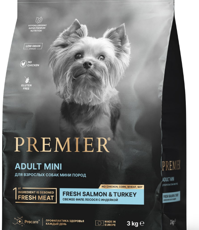Premier (Премьер) Dog Salmon&Turkey ADULT Mini (Свежее филе лосося с индейкой для собак мелких пород)