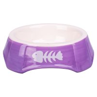 КерамикАрт миска керамическая для кошек 140 мл фиолетовая с рыбками