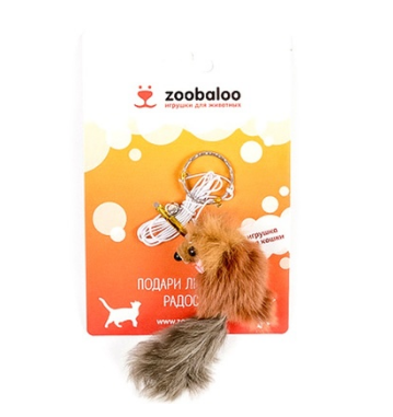 Zoobaloo Игрушка для кошек мышь-погремушка из меха на резинке