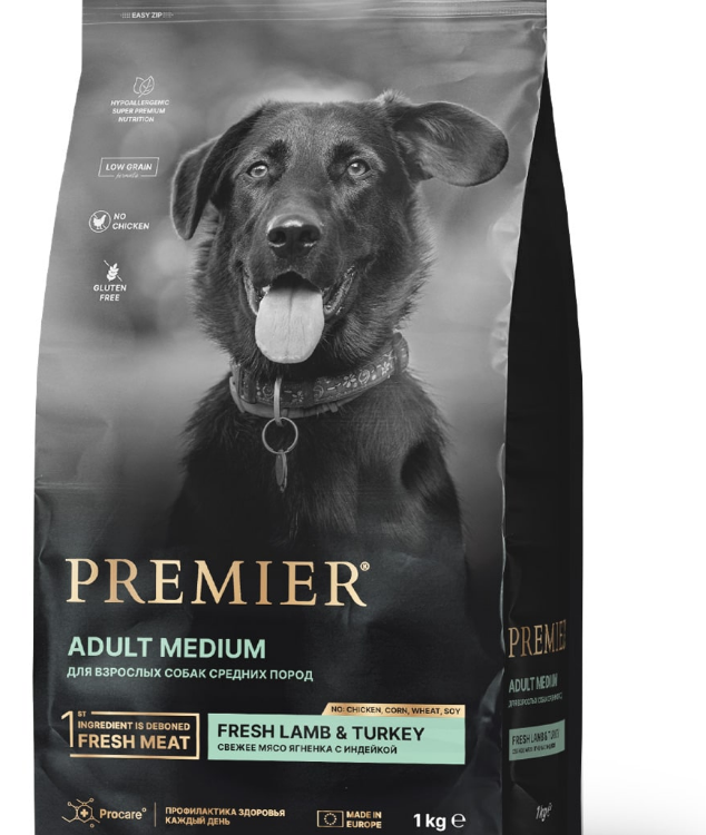 Premier (Премьер) Dog Lamb&Turkey ADULT Medium (Свежее мясо ягненка с индейкой для собак средних пород)