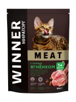 Winner (Виннер) Полнорационный сухой корм MEAT с сочным ягненком для  взрослых кошек старше 1 года