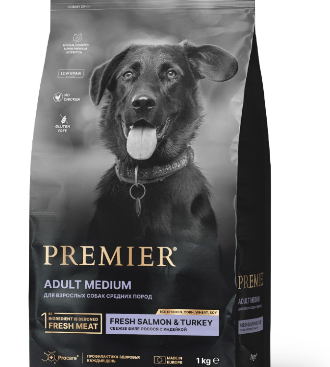 Premier (Премьер) Dog Salmon&Turkey ADULT Medium (Свежее филе лосося с индейкой для собак средних пород)