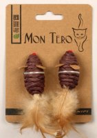 Мон теро эко игрушка "мышь", 2шт х 5 см, с перьями, с мятой