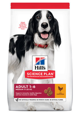 Hill`s (Хилс) adult chicken для взрослых собак средних пород с курицей.