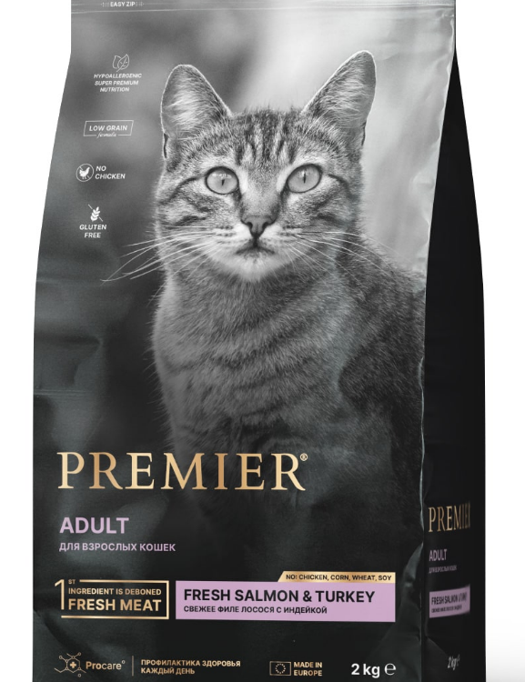 Premier (Премьер) Cat Salmon&Turkey ADULT (Свежее филе лосося с индейкой для кошек)