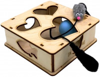 ECOPET Игровая платформа для кошек "Квадрат"-S с шариком и игрушкой Размер: 14,5х14,5х7,1см