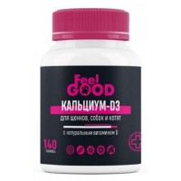 FeelGOOD Кальциум-D3 с натуральным витамином D для щенков, собак и котят, 140 табл.