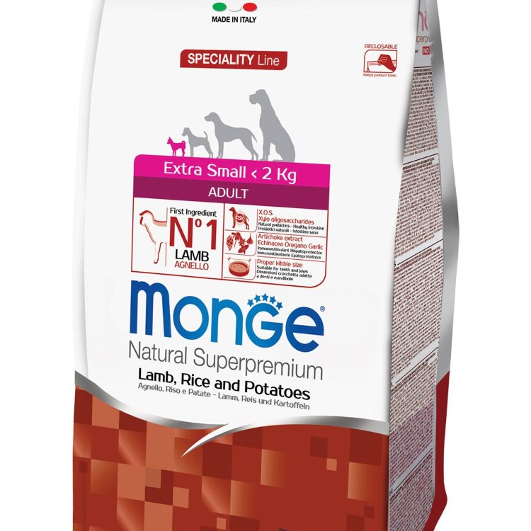 Monge (Монж) dog speciality extra small корм для взрослых собак миниатюрных пород ягненок с рисом и картофелем