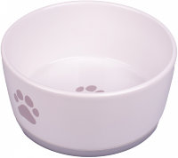 КерамикАрт миска керамическая для собак 1100 мл белая с серой лапкой