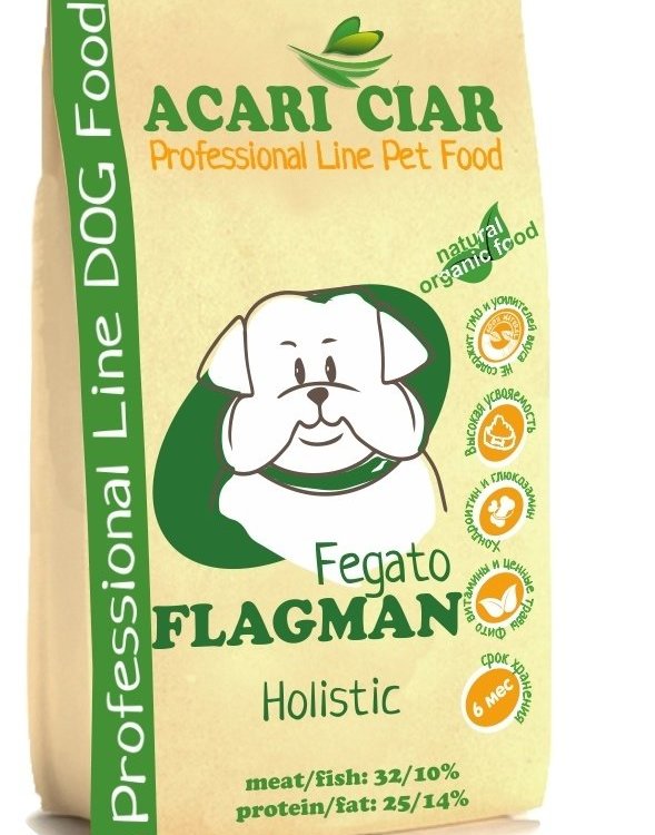Acari Сiar (Акари Киар)Flagman Fegato для собак с печенью мелкая/средняя гранула