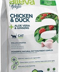 Alleva (Алева) holistic chicken & duck для взрослых кошек с курицей и уткой, алое вера и женьшенем