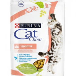 Cat Chow (Кэт Чау) для кошек, птица и лосось - для пищеварения(adult sensitive)
