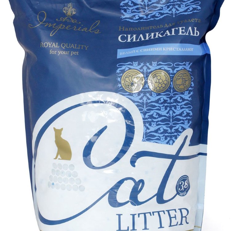 Cat litter imperials - силикогелиевый наполнитель для кошачьего туалета (синие + белые кристаллы)