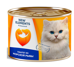 NEW ELEMENTS (Нью Элементс) Консервированный корм для кошек "Паштет из морской рыбы"