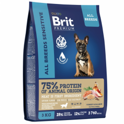 Брит Premium Dog Sensitive с лососем и индейкой для взрослых собак всех пород с чувствительным пищеварением