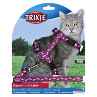 Trixie шлейка с поводком для кошки "черепа и кости", нейлон