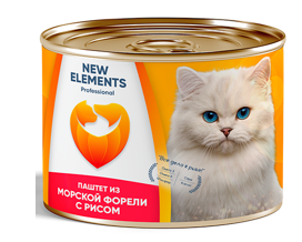 NEW ELEMENTS (Нью Элементс) Консервированный корм для кошек "Паштет из морской форели с рисом"