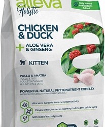 Alleva (Алева) holistic kitten chicken & duck для котят с курицей и уткой, алое вера и женьшенем