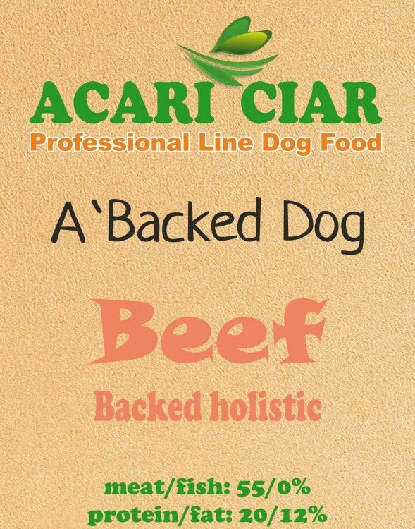 Acari Сiar (Акари Киар) А BAKED DOG BEEF. Запеченный сбалансированный сухой корм   класса  холистик с телятиной для собак всех пород мелкая/средняя гранула