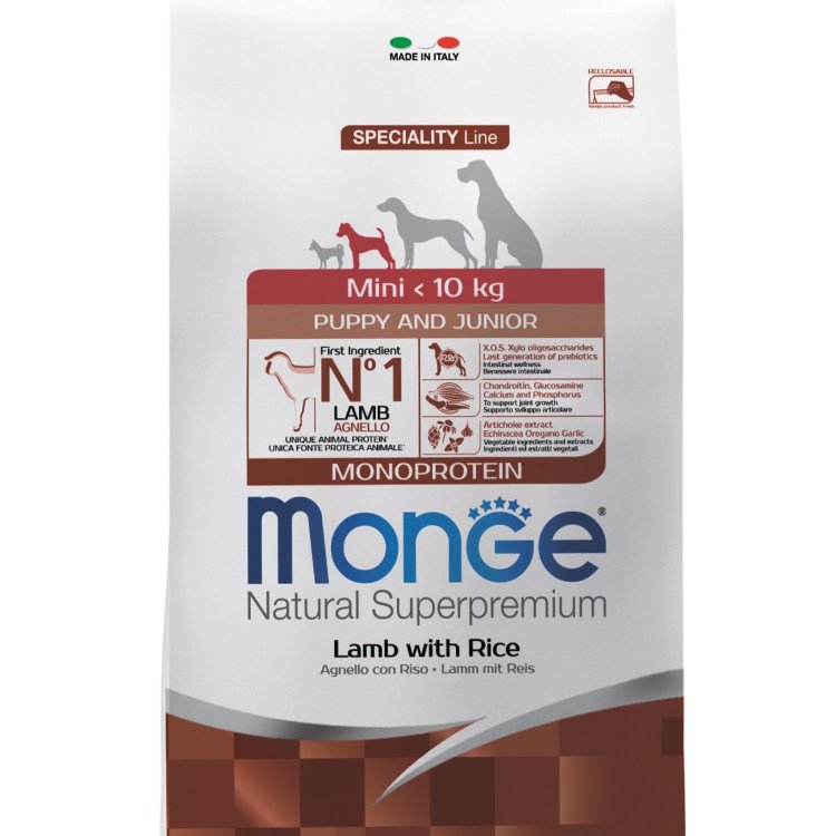 Monge (Монж) dog speciality mini корм для щенков мелких пород ягненок с рисом