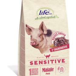 Lifecat (Лайфкет) Adult Sensitive Pork корм со свежей постной свиной вырезкой, профилактика ЖКТ  для кошек