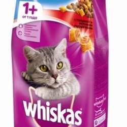 Whiskas (Вискас) сухой корм для кастрированных кошек с говядиной, профилактика мкб