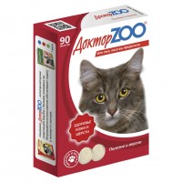 Доктор  Zoo для кошек мультивитаминное лакомство с биот+таур."Здоровье кожи и шерсти" 90таб