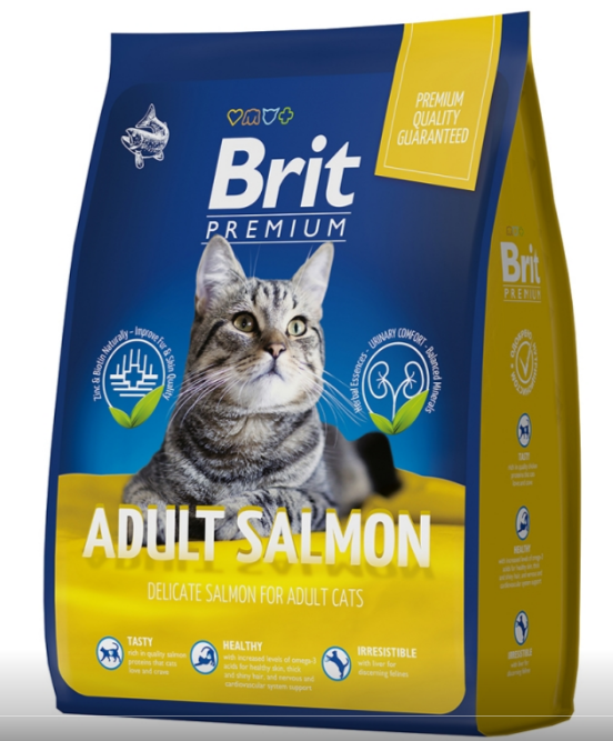 Brit (Брит) Premium Cat Adult Salmon сухой корм премиум класса с лососем для взрослых кошек