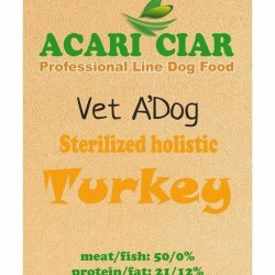 Acari Сiar (Акари Киар) VET A`DOG STERILIZED TURKEY. Сбалансированный сухой корм класса холистик с индейкой мелкая/средняя гранула
