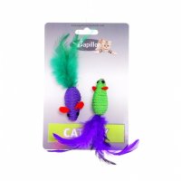 Papillon игрушка для кошек "две мышки с перьями" (cat toy 2 mice 5 cm on card)