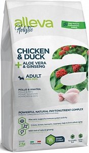 Alleva (Алева) holistic adult chicken & duck mini Беззерновой полнорационный корм для взрослых собак мелких пород. Курица, утка, алоэ вера и женьшень