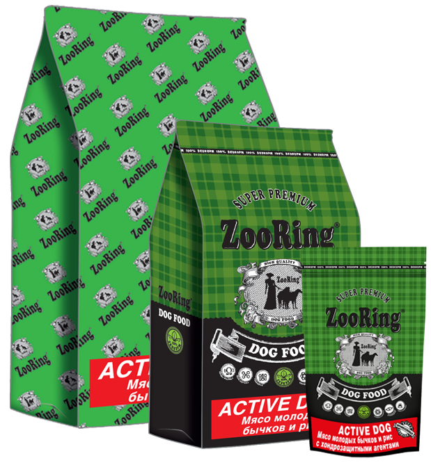 ZooRing (Зооринг) Active Dog мясо молодых бычков и рис с хондрозащитными агентами