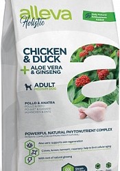 Alleva (Алева) holistic adult chicken & duck medium Беззерновой полнорационный корм для взрослых собак средних пород. Курица, утка, алоэ вера и женьшень
