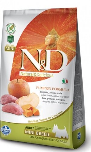 Farmina (Фармина) N&D GF PUMPKIN беззерновой сухой корм д/с MINI кабан с яблоком и тыквой