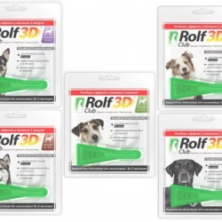 Экопром rolfclub 3d капли от клещей и блох для собак