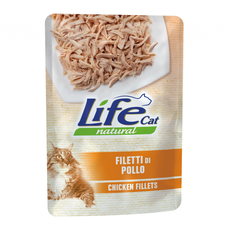 Lifecat (Лайфкет) chicken  - консервы для кошек с курицей в соусе ПАУЧ