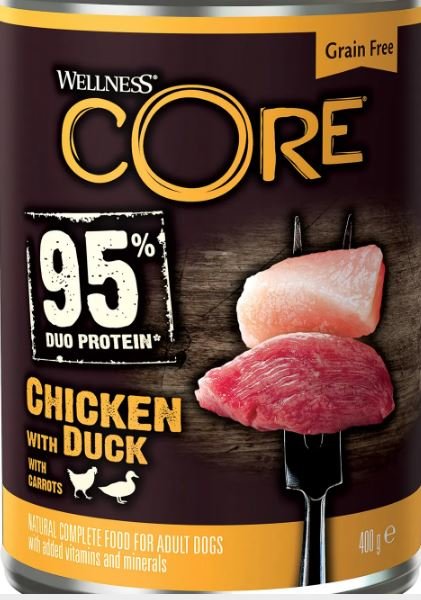 Wellness Core 95 консервы из курицы с уткой и морковью для взрослых собак