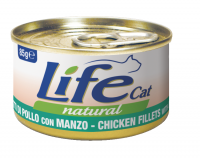 Lifecat (Лайфкет) chicken with beef - консервы для кошек курица с говядиной в бульон