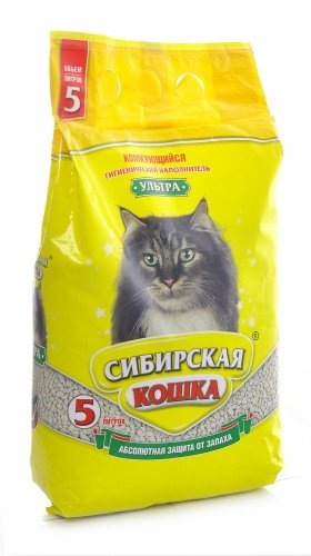 Сибирская кошка ультра комкующийся наполнитель (вулканическая глина)