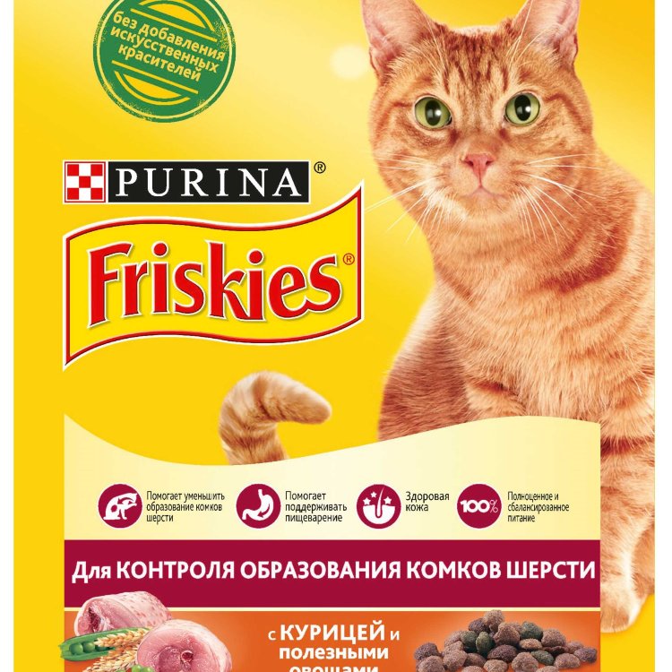 Friskies (Фрискис) HAIRBALL для кошек против комков шерсти курица/овощи