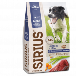 Sirius (Сириус) для взрослых собак средних пород ИНДЕЙКА И УТКА С ОВОЩАМИ