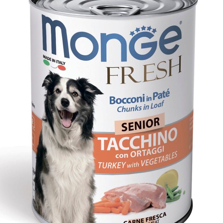 Monge (Монж) dog Fresh Chunks in Loaf консервы для пожилых собак мясной рулет индейка с овощами