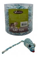Papillon игрушка для кошек "полосатый мышонок", сизаль (mouse blue white)