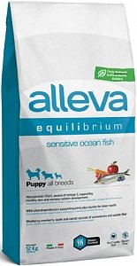 Alleva (Алева) equilibrium sensitive ocean fish puppy all breeds Полнорационный корм для щенков всех пород. Сенситив океаническая рыба