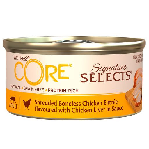 Wellness Core SIGNATURE SELECTS консервы из курицы с куриной печенью в виде фарша в соусе для кошек