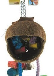 Penn-plax игрушка д птиц кокос с веревками и колокольчиком