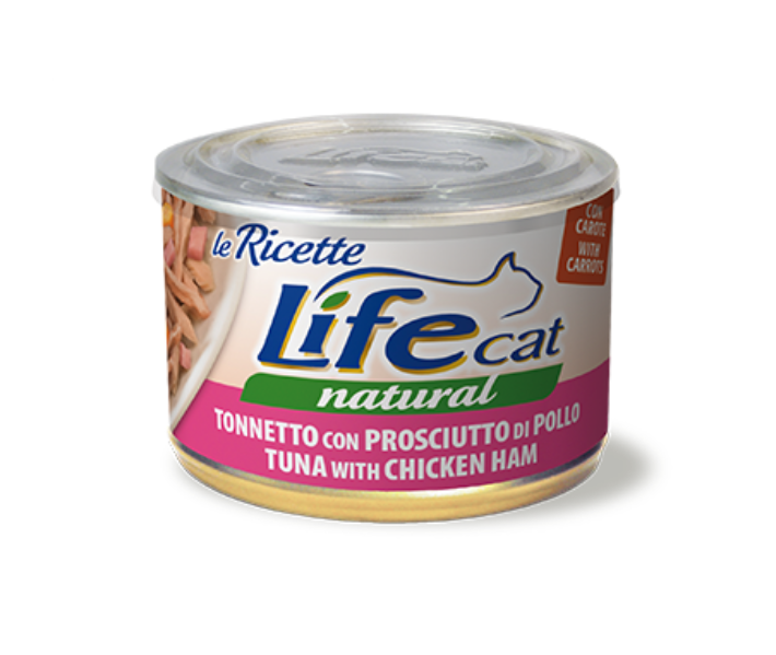 Lifecat (Лайфкет) tuna with chicken ham - консервы для кошек тунец с куриной ветчиной  в бульоне