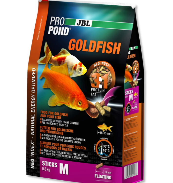 JBL (ДЖБЛ) ProPond Goldfish M - Основной корм в форме плавающих палочек 14 мм для золотых рыб 15-35 см