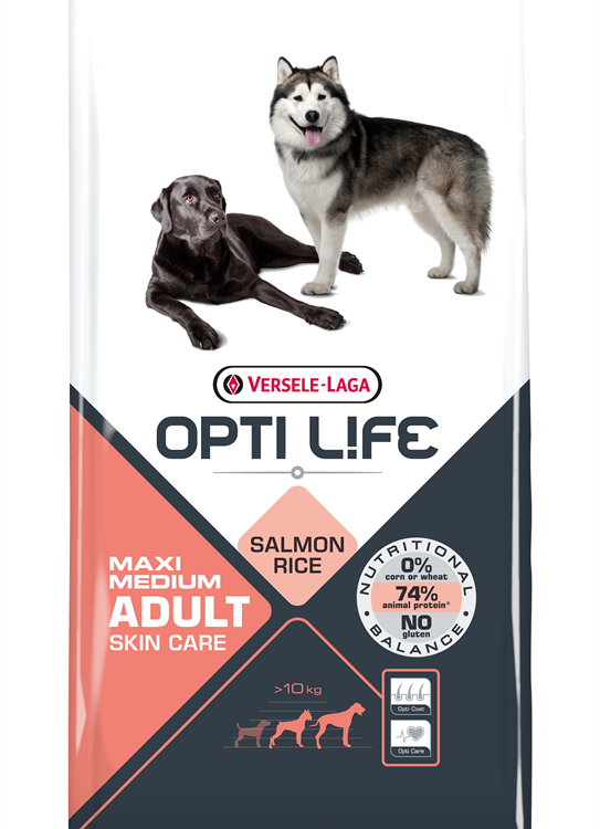 Opti Life (Опти Лайф) Для собак с чувствительной кожей, с лососем и рисом (Adult Skin Care Medium & Maxi)