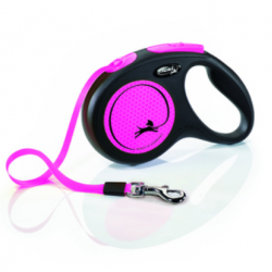 Flexi (Флекси) Рулетка-ремень светоотражающая для собак до 25кг, 5м (New Neon M Tape 5m)